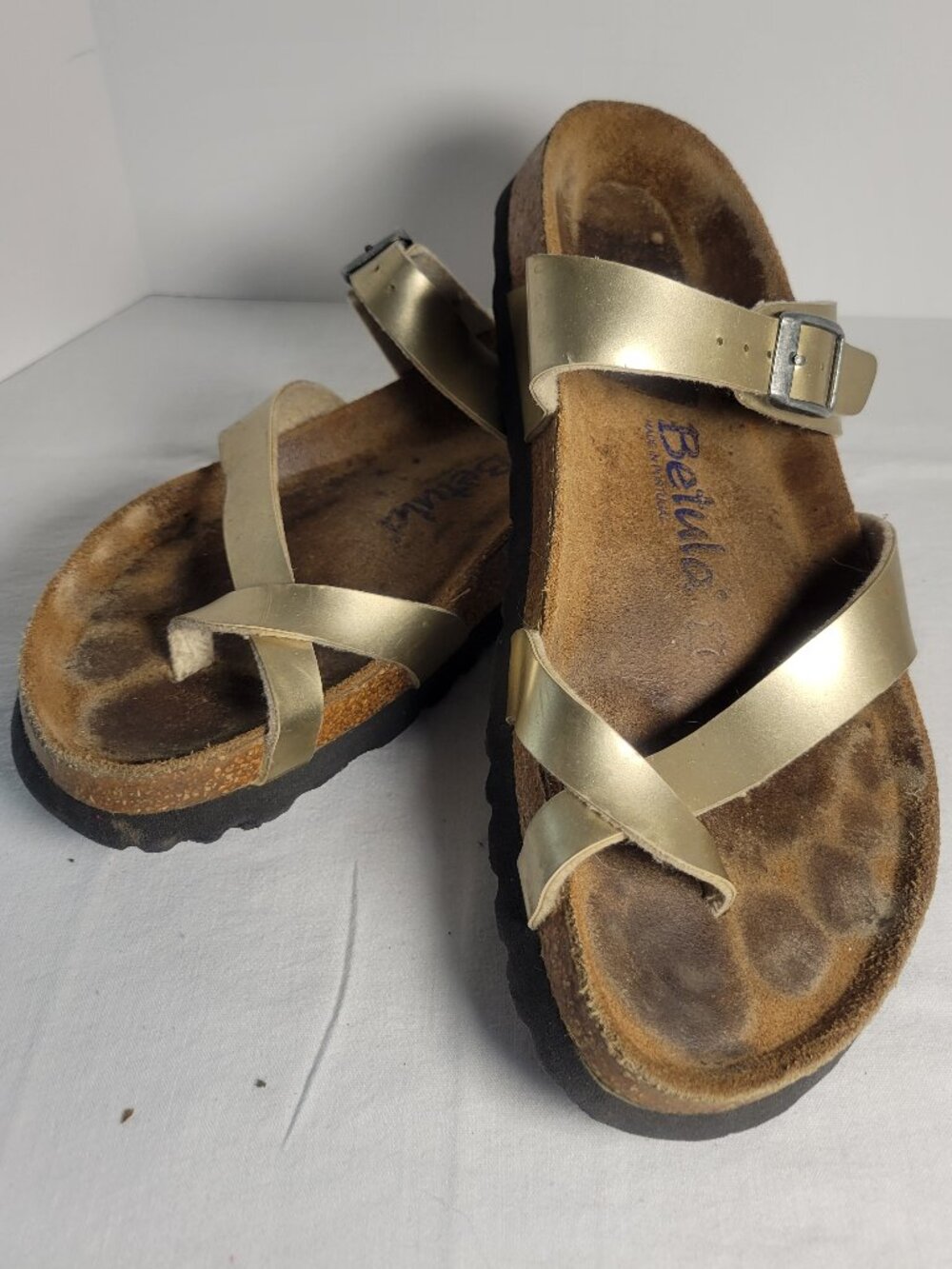 Betula Gold Metallic Cork Footbed Toe Loop Sandals EU 38 Women's 7-7.5